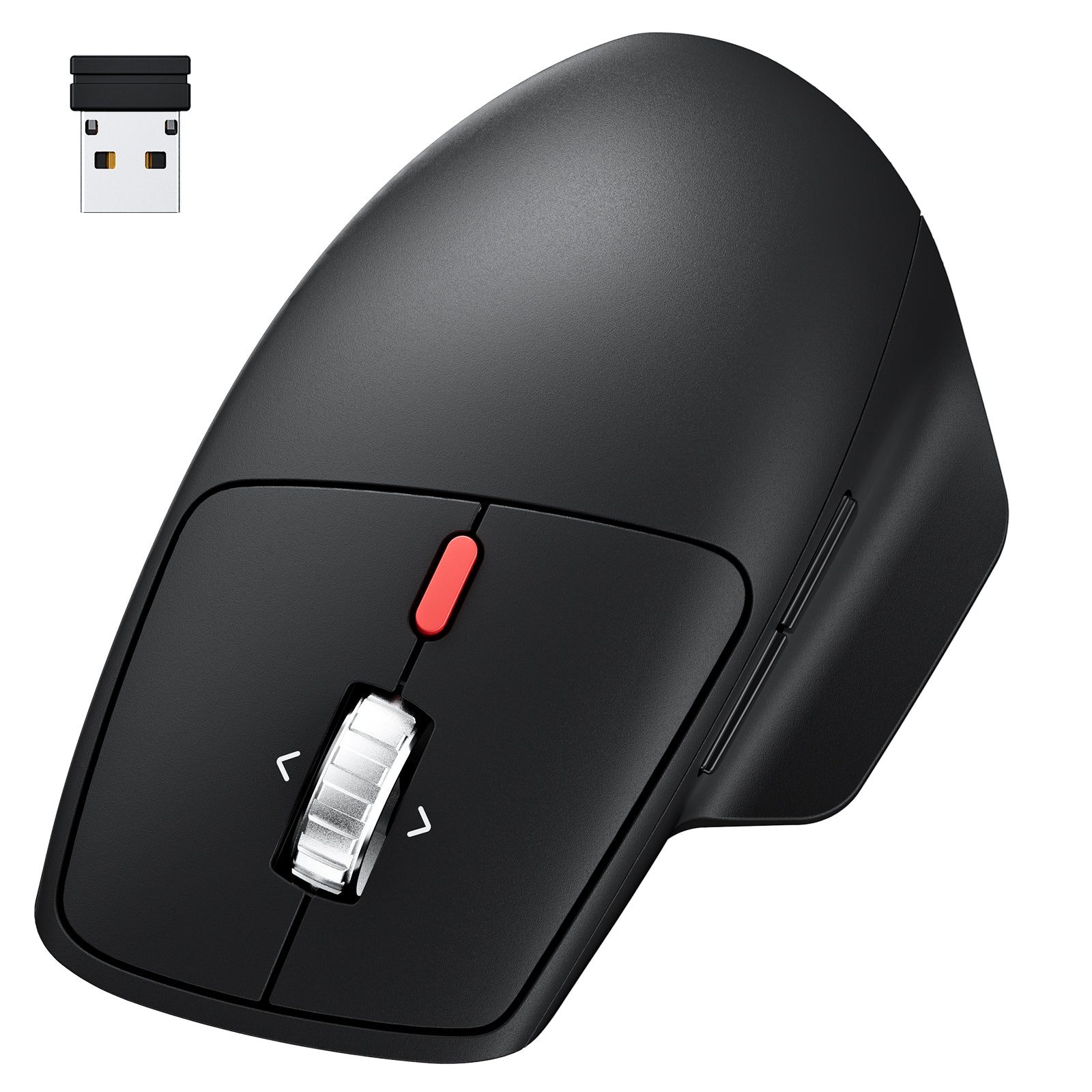 MW1 Ergonomic Wireless Mouse, 2.4GHz with USB Receiver, Bluetooth 5.0, Computer Mouse for Laptop, Use on Any Surface, 3 Adjustable DPI, 6 Buttons, Compatible with Windows/macOS, Laptop, PC