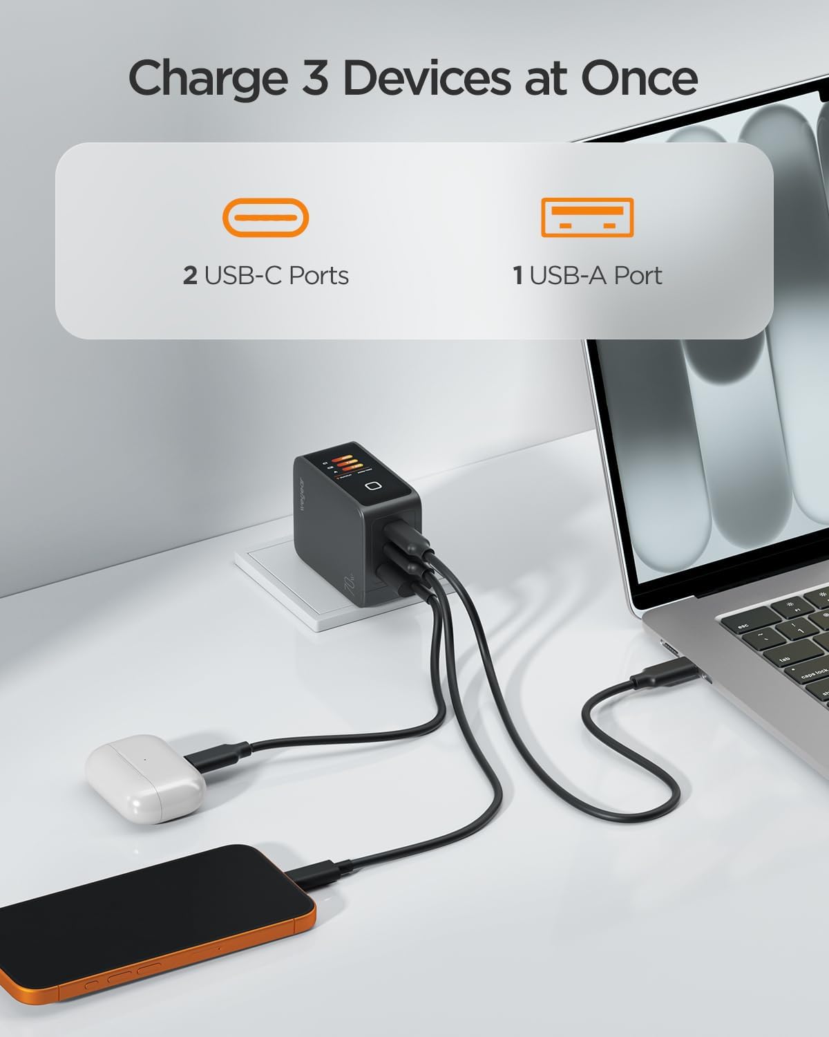 wegear 70W Charger (3-Port, Smart Display)