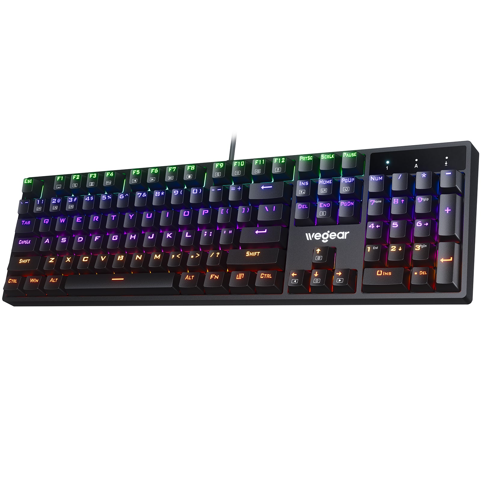 RGB Mechanical Gaming Keyboard Blue Switch, 104 Keys Full-Size Light Up Keyboard with 11 Backlit Modes, Anti-Ghosting, Double-Shot ABS Keycaps, USB Wired Computer Keyboard for Windows PC Gamer
