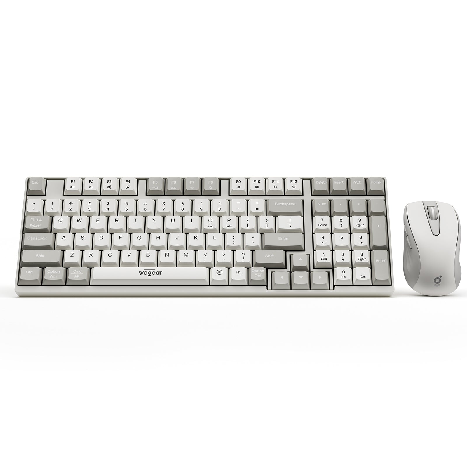 2.4G Wireless Keyboard and Mouse Combo with Silent Touch, One-Key to Switch Windows, Mac OS, Quiet Soft Click, Compact Full-Size (98 Keys) Typewriter Keyboard for PC, Desktop, Laptop, MacBook- White