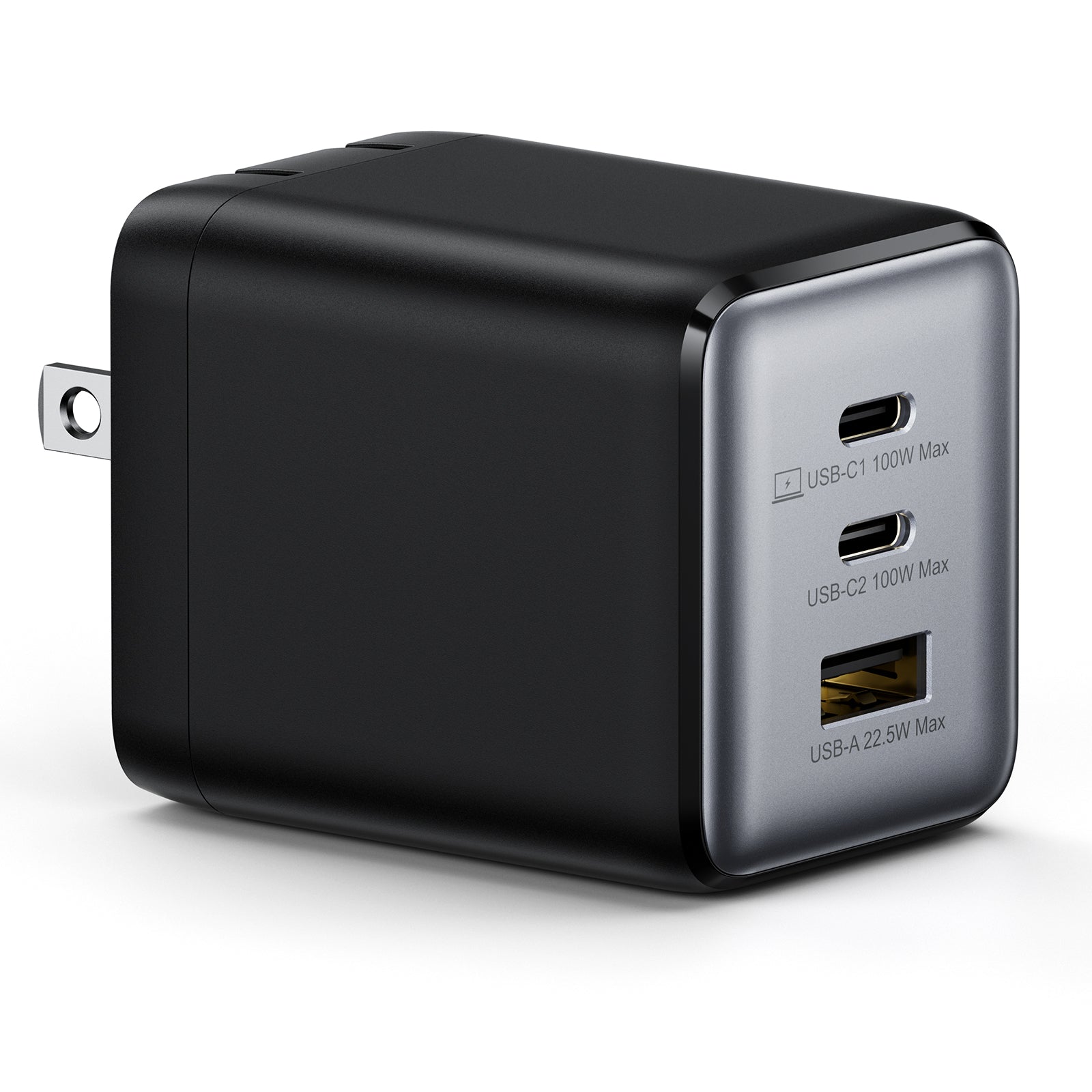 USB C Charger Block, 100W Fast GaN Charger, 3-Port Compact Foldable USB Wall Charger for MacBook Pro/Air, Dell XPS,iPad Pro,iPhone Series,Galaxy S24/S23, Note 20/10+