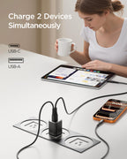 wegear 30W Nano Charger (2 Ports) 2Pack with Cable Black