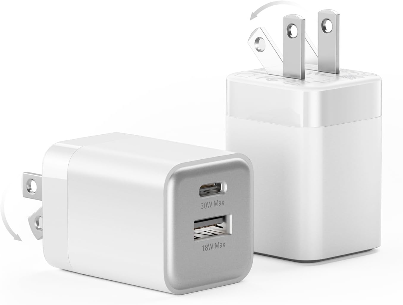 wegear 30W Nano Charger (2 Ports) 2Pack with Cable Black