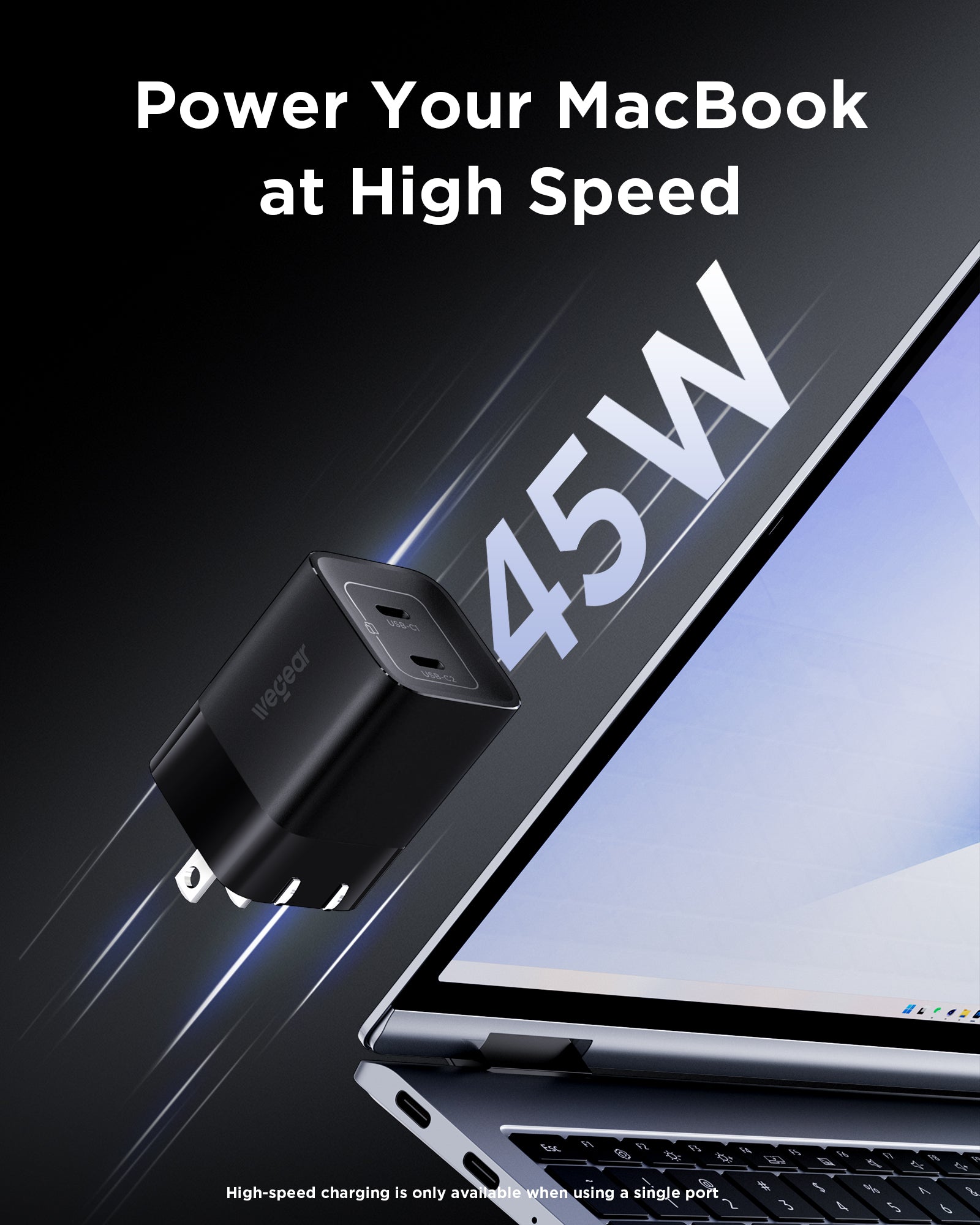 wegear PA1215 45W Dual-Port USB-C GaN Adapter