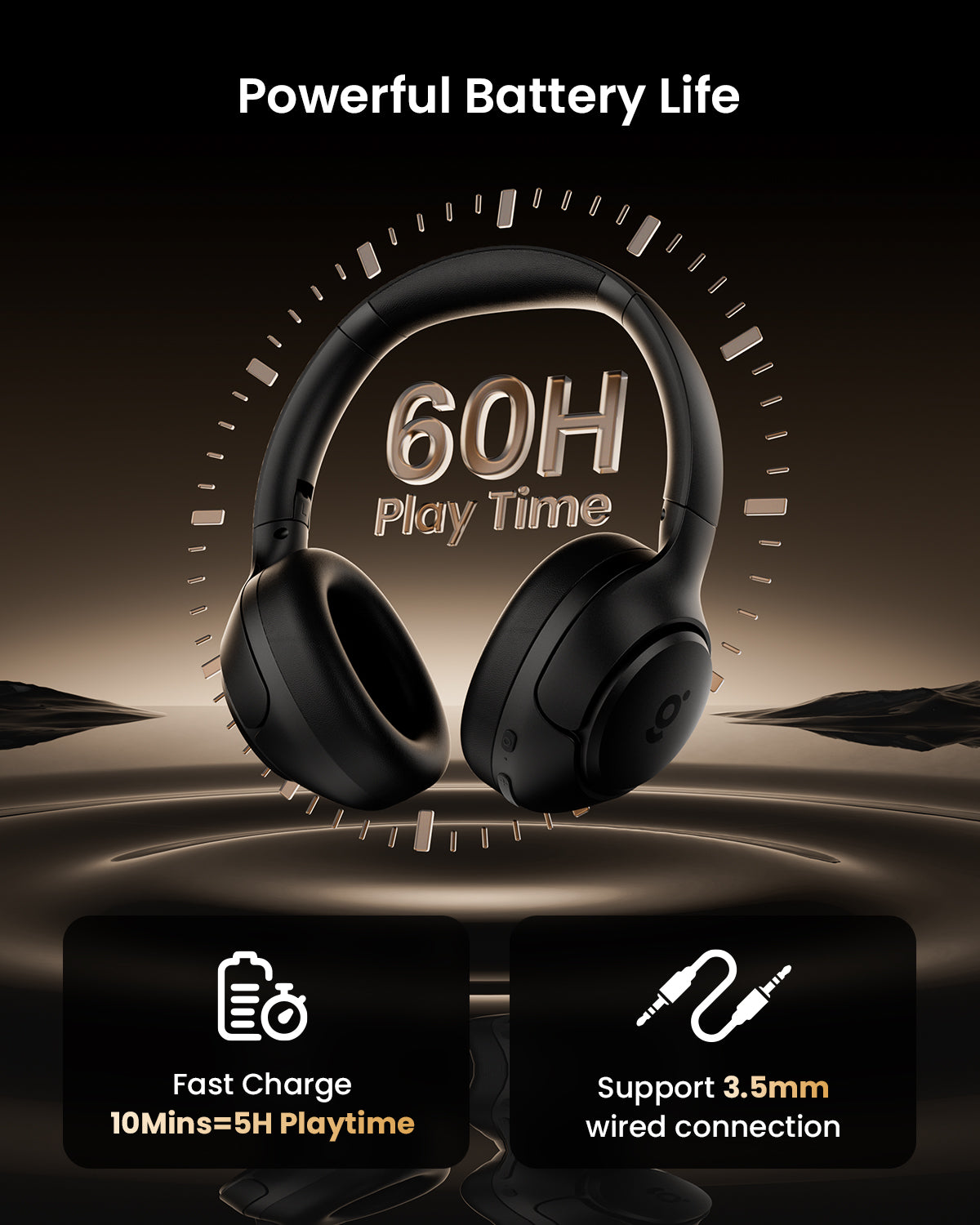 wegear HS1 Hybrid ANC Wireless Bluetooth Stereo Over-Ear Headset (Black)