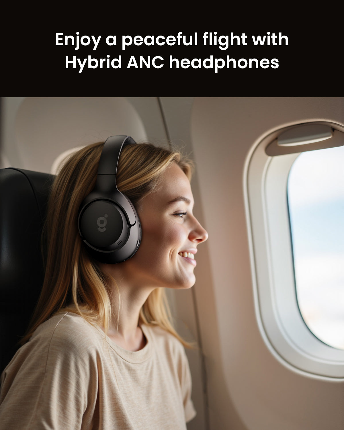 wegear HS1 Hybrid ANC Wireless Bluetooth Stereo Over-Ear Headset (Black)