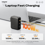 wegear 100W GaN 3-Port Slim Foldable Fast USB C Charger Block