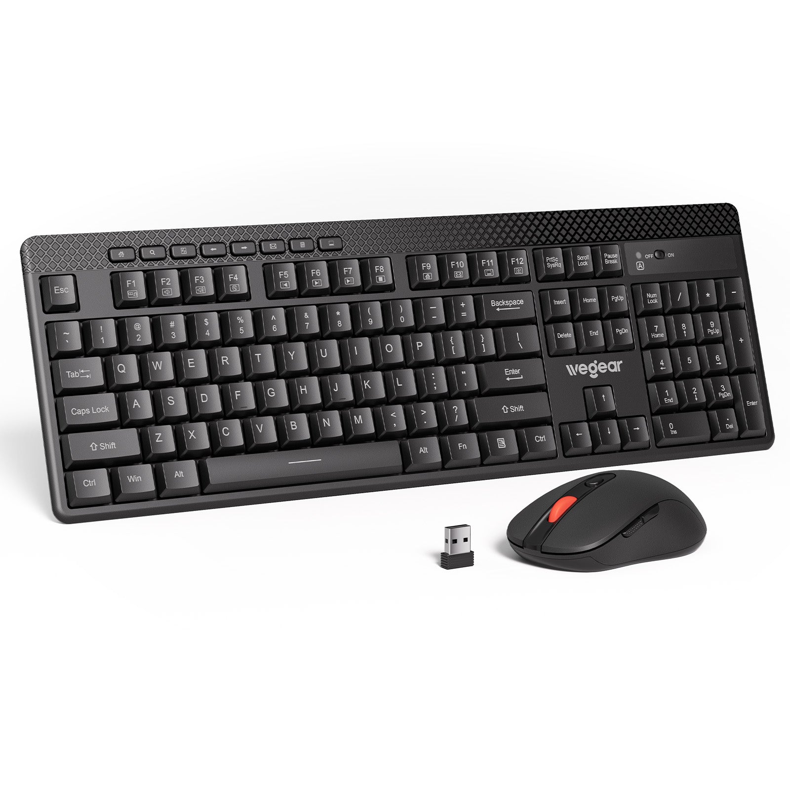 2.4G Wireless Keyboard and Mouse Combo with Silent Touch, 104-Key Full Size Keyboard with 8 Additional Shortcuts, Quiet Soft Click Typewriter Keyboard for PC, Desktop, Laptop, MacBook- Black