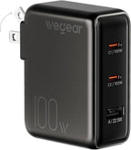 wegear 100W GaN 3-Port Slim Foldable Fast USB C Charger Block