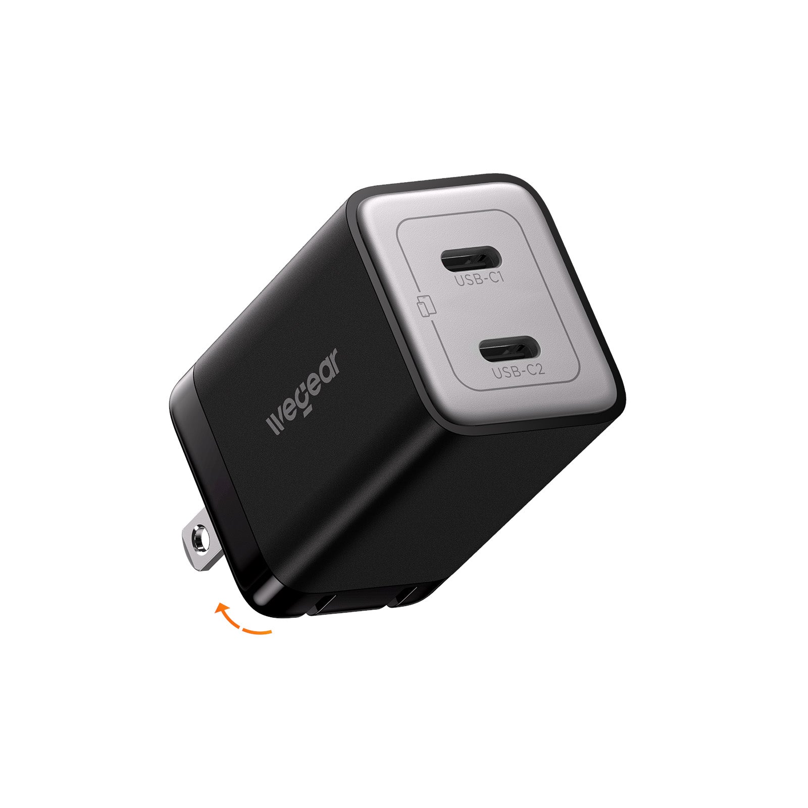 wegear PA1205 45W Nano USB-C  Charger (2 Ports) Black
